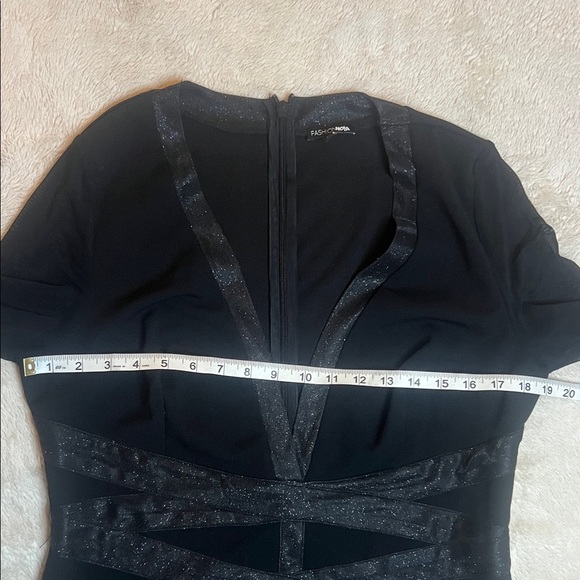Elegant and Sexy Black Long Sleeve Dress Mesh and Glitter with Stretch sz 1X - Picture 5 of 11